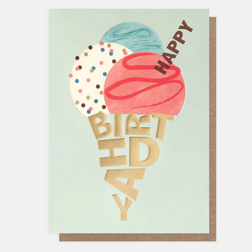Greeting Card - Ice Cream Cone Happy Birthday Card