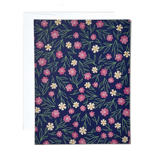 Greeting Card - JIG Pink and Yellow Flower with Dark Blue BG