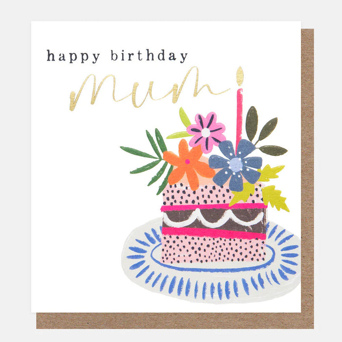 Greeting Card - Joyful Note Happy Bday Mum Cake