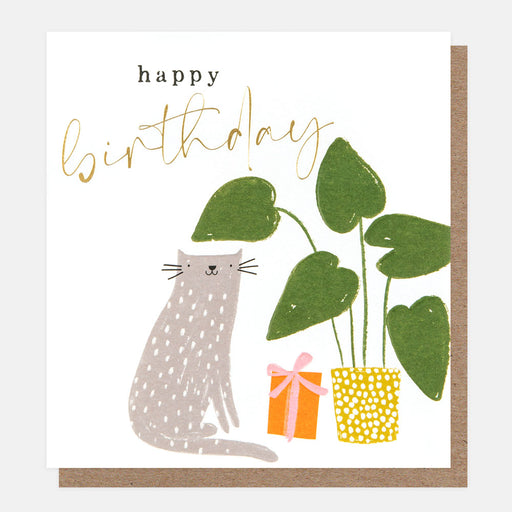 Greeting Card - Joyful Notes Cat with Plant