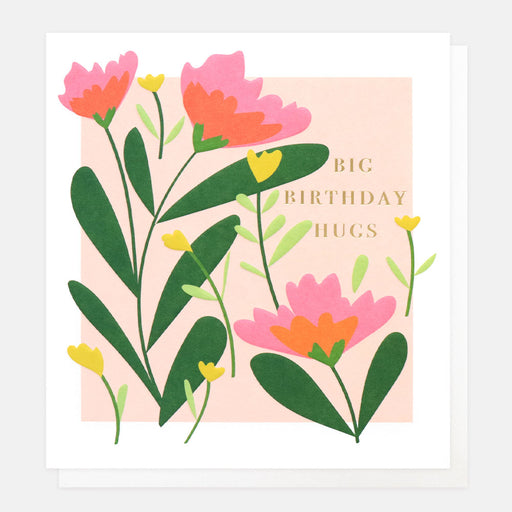 Greeting Card - Meadow Bday Hugs Pink Floral