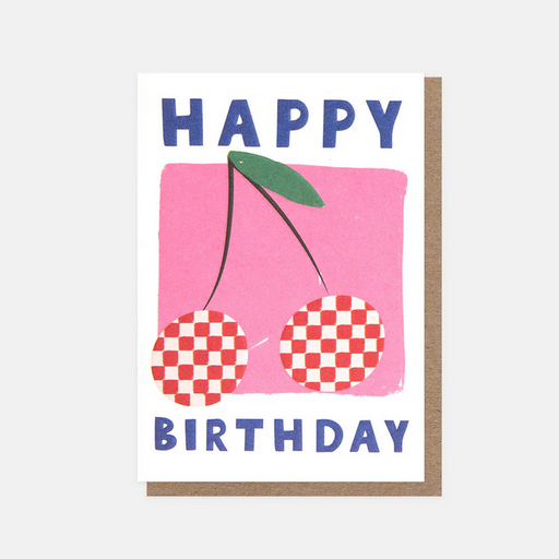 Greeting Card - Minis Bday Checked Cherries