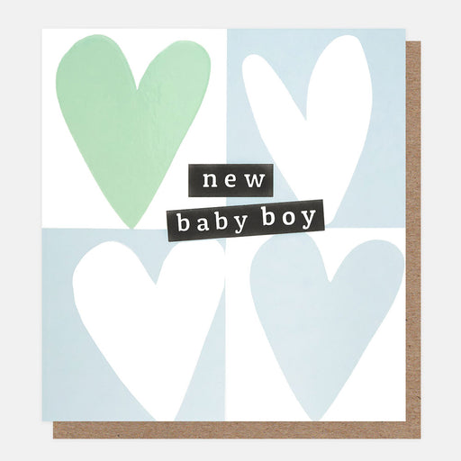 Greeting Card - New Baby Boy - Blue White Heart