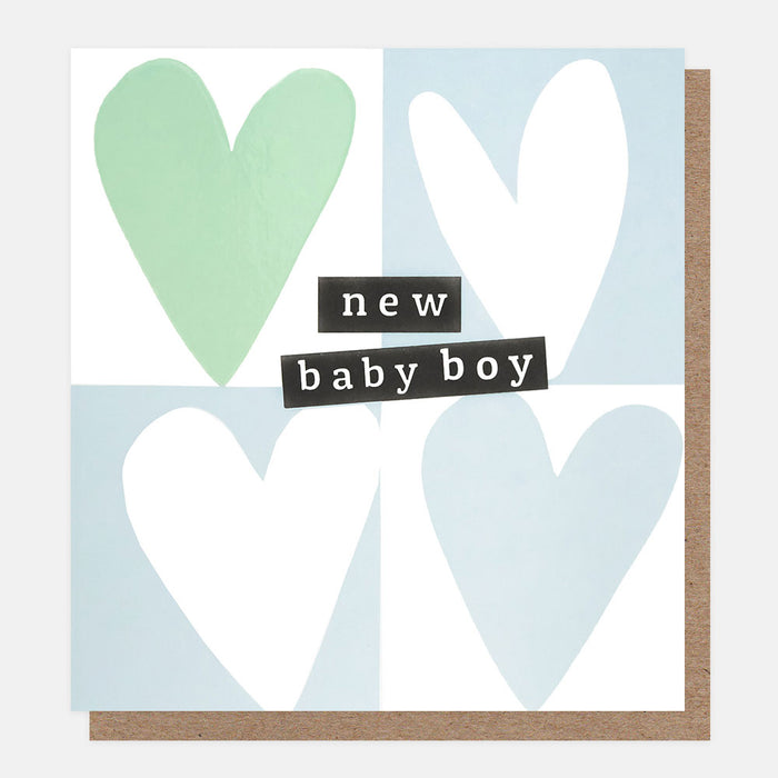 Greeting Card - New Baby Boy - Blue White Heart