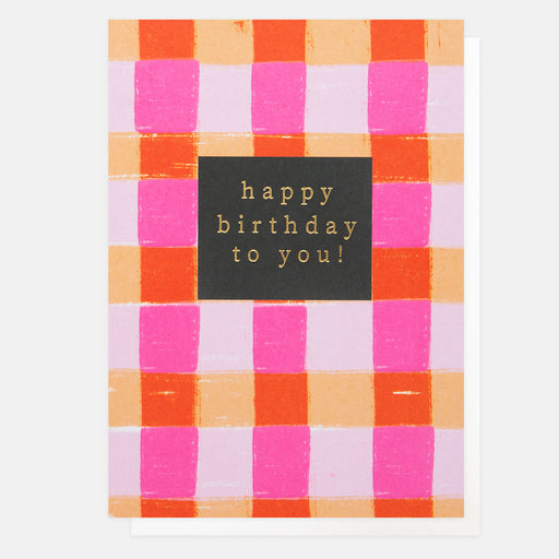 Greeting Card - Pattern Wk Bday Pink Check
