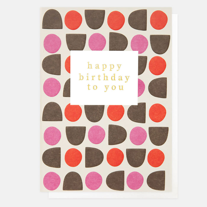 Greeting Card - Pattern Wk Bday Pink Red Geo
