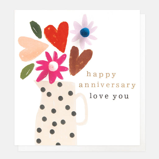 Greeting Card - Pom Happy Anniversary Vase
