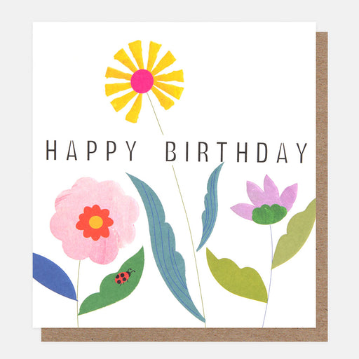 Greeting Card - Posie Bday Flowers Ladybird