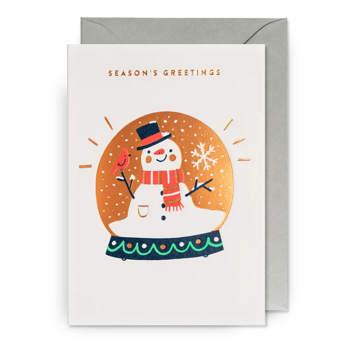 Greeting Card - Season's Greetings Snowman in Snow Globe