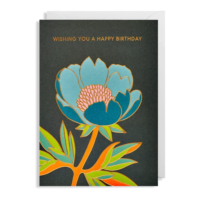 Greeting Card - Wishing you a Happy Birthday Blue Flower