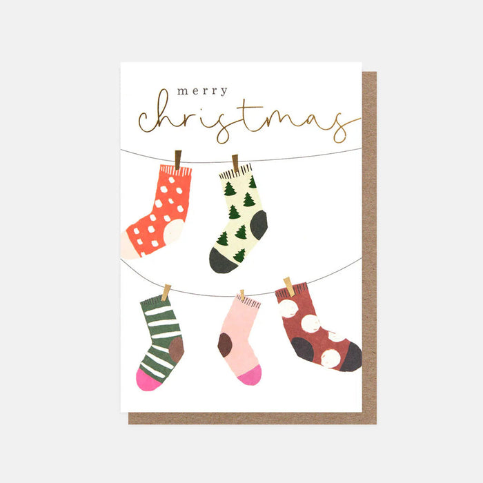 Greeting Card - Xmas Pack Patt Socks on Line