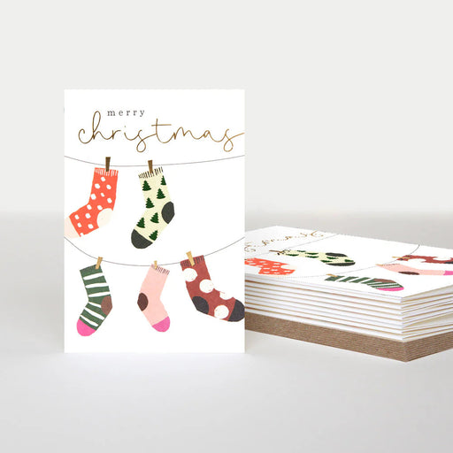 Greeting Card - Xmas Pack Patt Socks on Line