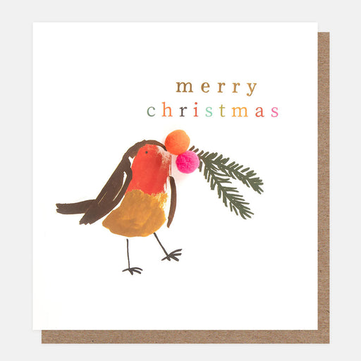 Greeting Card - Xmas Pom Robin Berries Spring