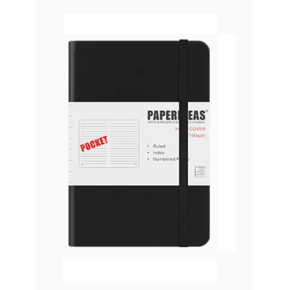 Hardcover A6 Notebook Lined - Black