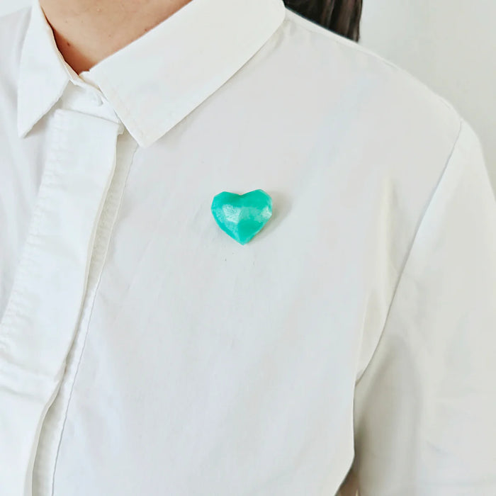 Heart Metalic Mint Brooch