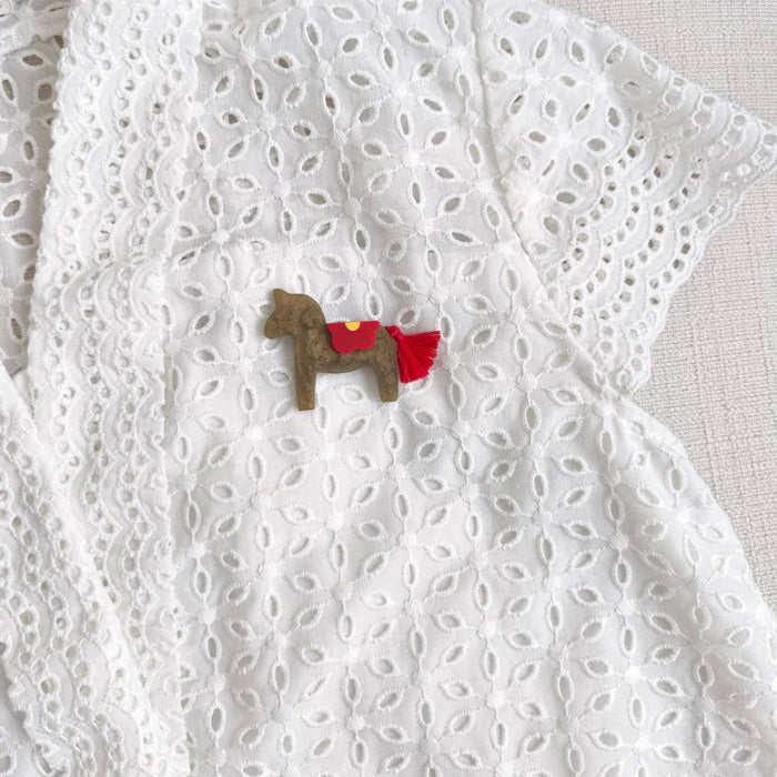 Horse Flower Gold Brooch