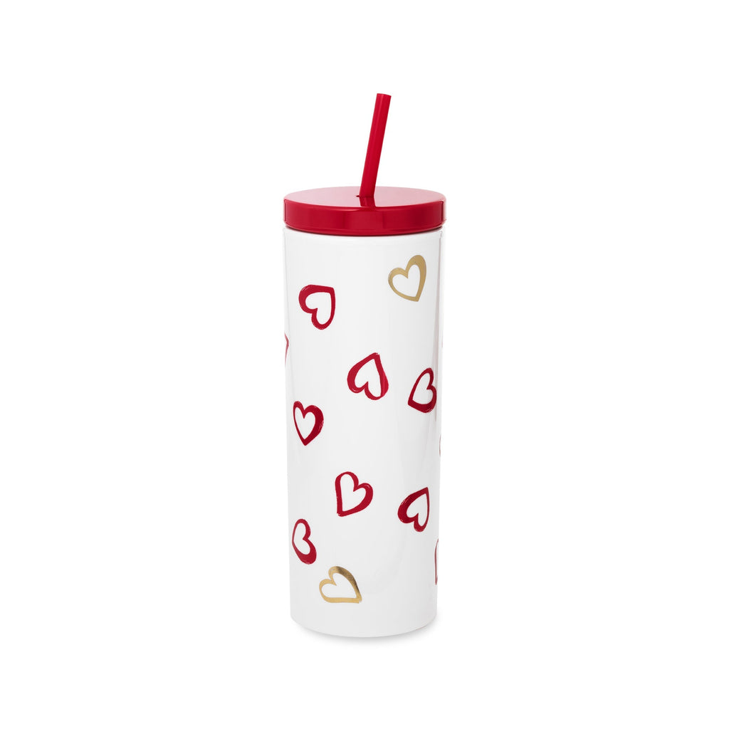 Kate Spade Acrylic Tumbler with Straw Brushstroke Hearts — PaperMarket