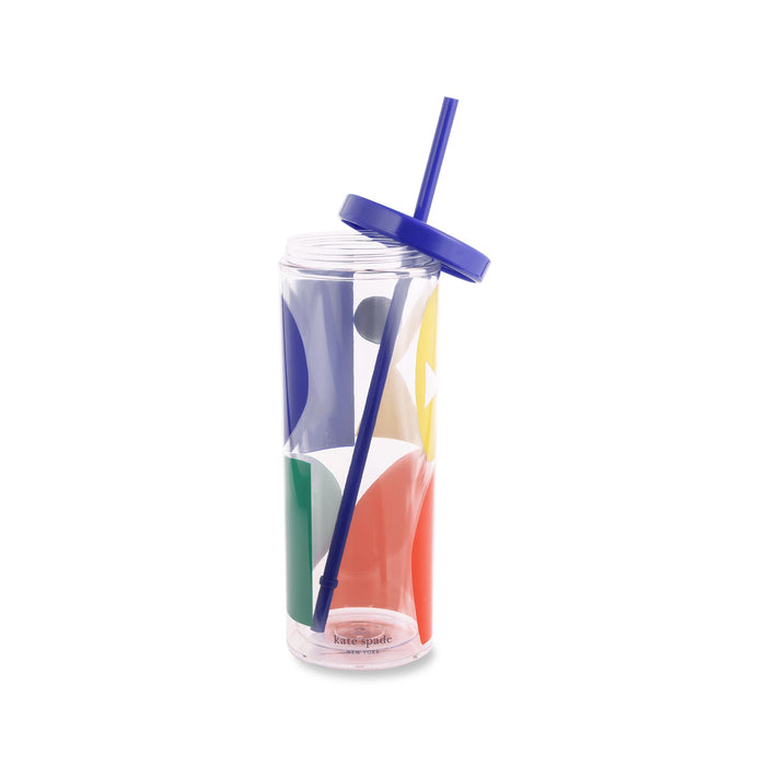 Kate Spade Acrylic Tumbler with Straw-Colorblock