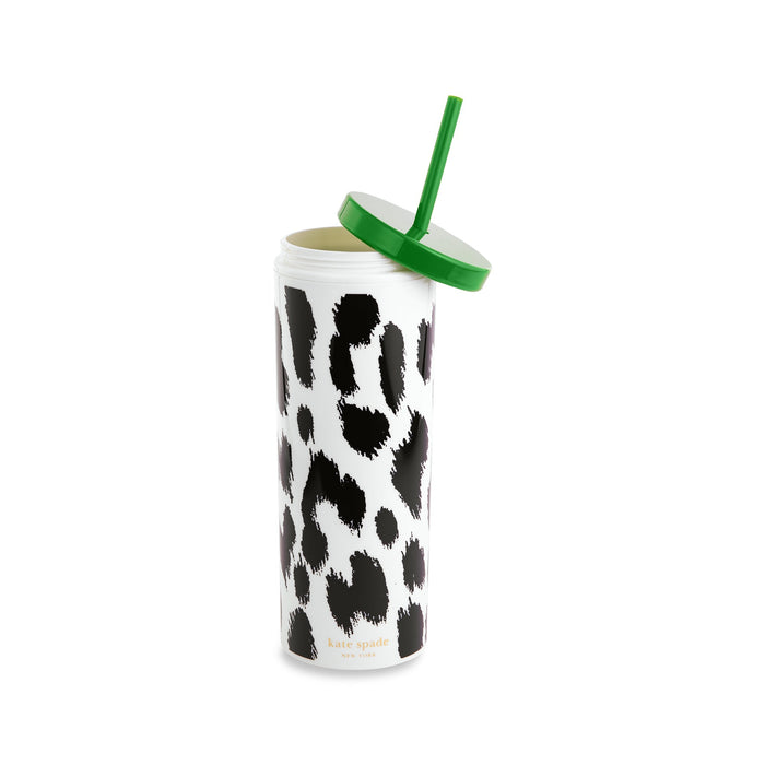 Kate Spade Acrylic Tumbler with Straw-Modern Leopard