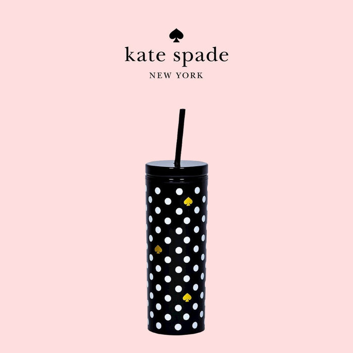 Kate Spade Acrylic Tumbler with Straw-Polka Dot