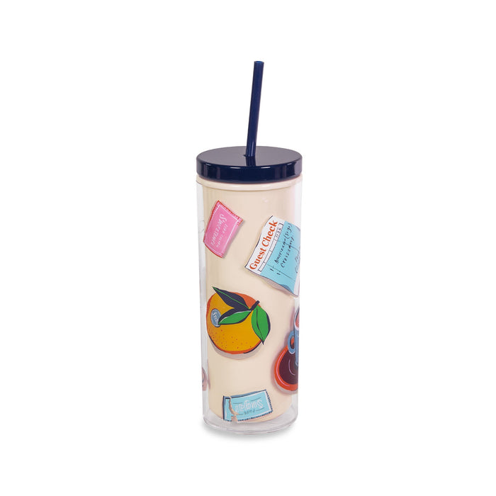 Kate Spade Acrylic Tumbler with Straw-Rise and Shine