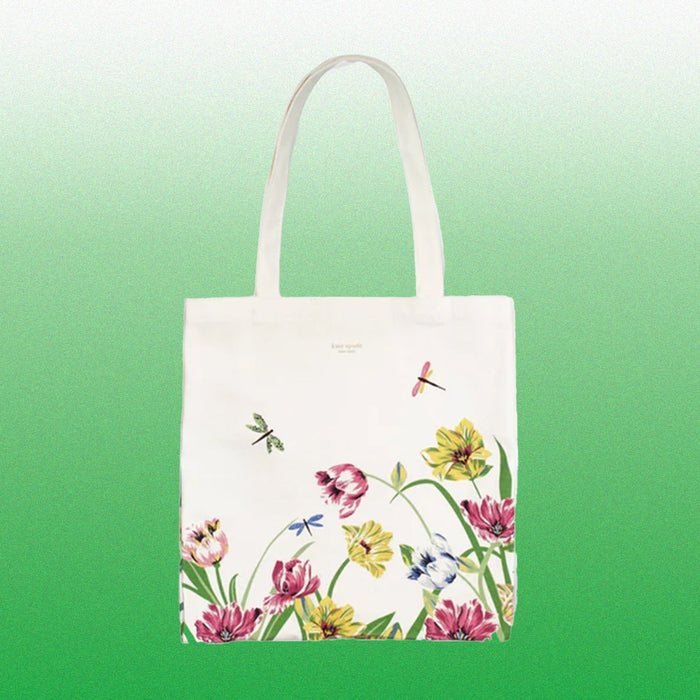 Kate Spade Canvas Book Tote - Dragonflies and Tulips