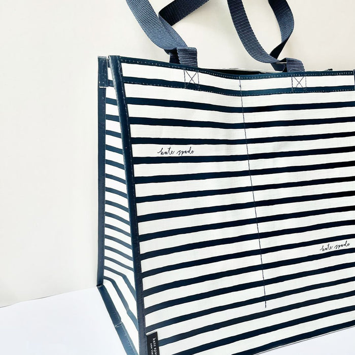 Kate Spade Multi Purpose Reusable Shopping Grocery Tote - Navy Painted Stripe