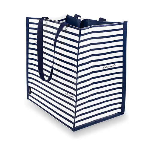 Kate Spade Multi Purpose Reusable Shopping Grocery Tote - Navy Painted Stripe