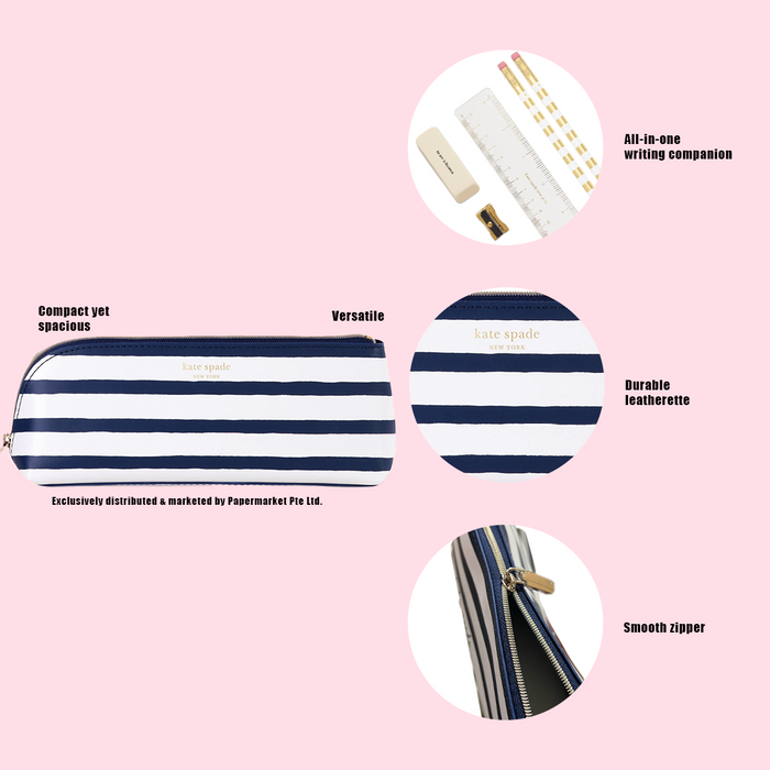 Kate Spade Pencil Case-Navy Painted Stripe