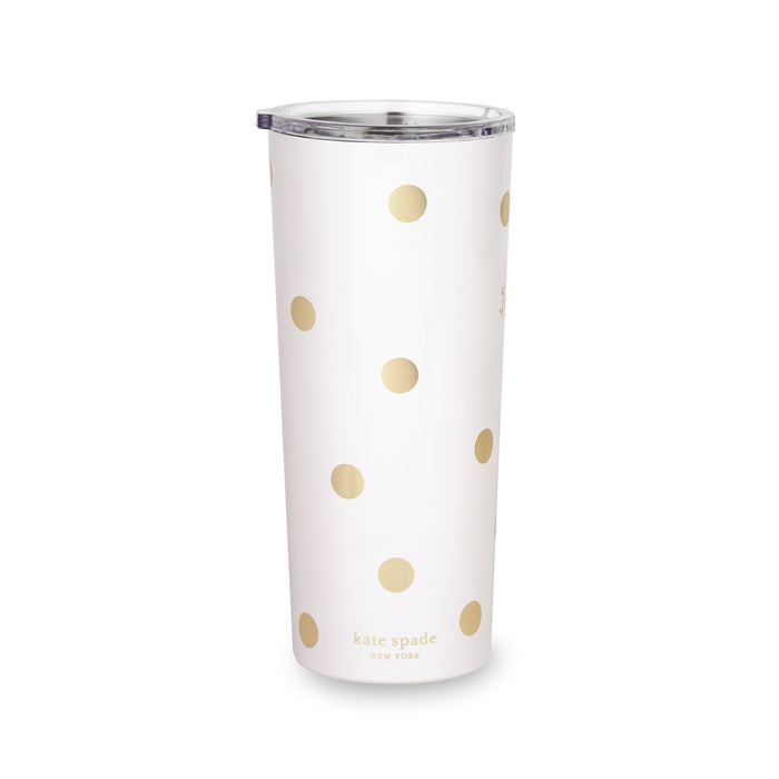 Kate Spade Stainless Steel Tumbler-Gold Dot with Script
