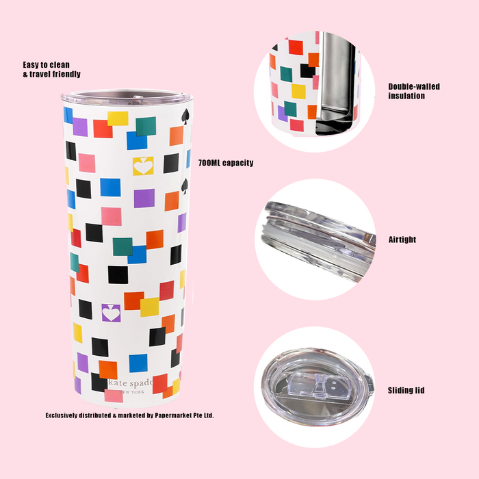 Kate Spade Stainless Steel Tumbler-Scattered Checks