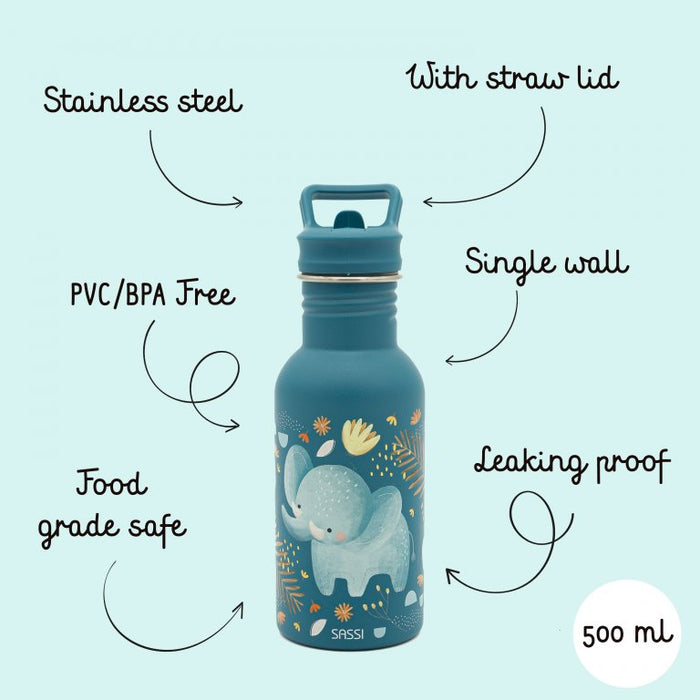 Kids Stainless Steel Bottle (500 ml) - Chewy The Elephant