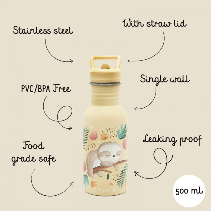 Kids Stainless Steel Bottle (500 ml) - Gnawy The Sloth