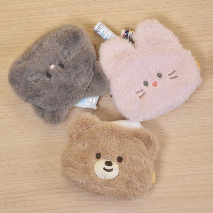 Koromarusan & Friends Zip Pouch with Tissue Holder - Marron Brown Bear