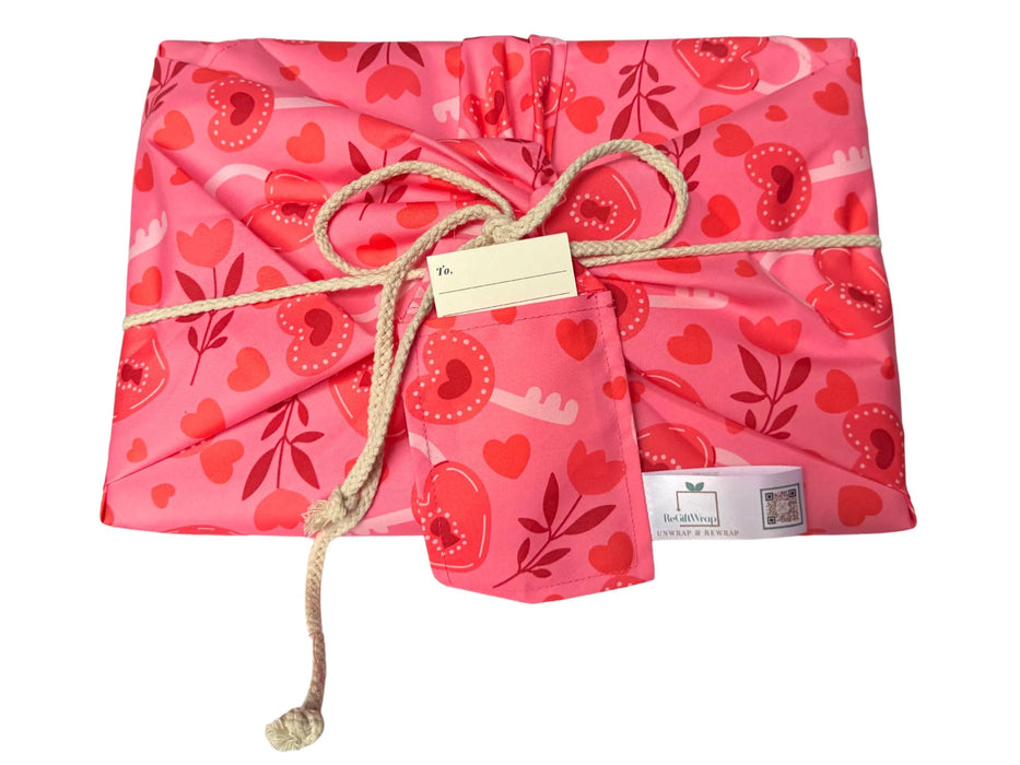 Reusable Gift Wrap - Festive Collection - Endless Love - (Pink Valentine)