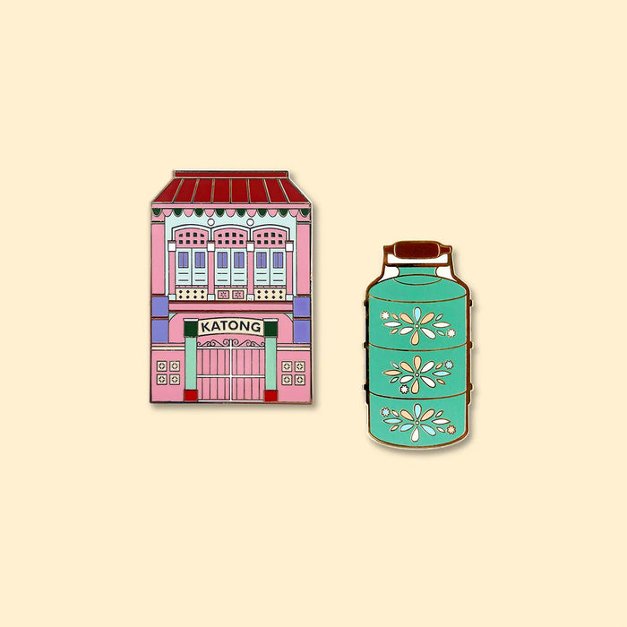 Magnet Set - Green Tiffin + Pink Shophouse