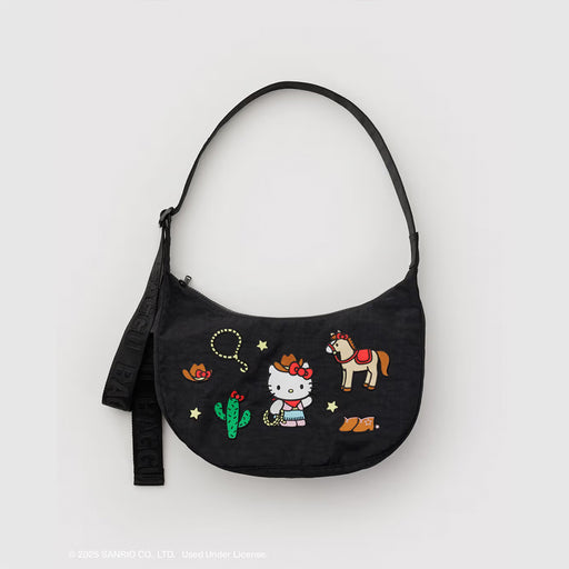 Baggu Medium Nylon Crescent Bag - Embroidered Hello Kitty Western