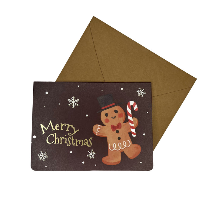 Mini Christmas Gift Card - Gingerbread Man with Candy Cane