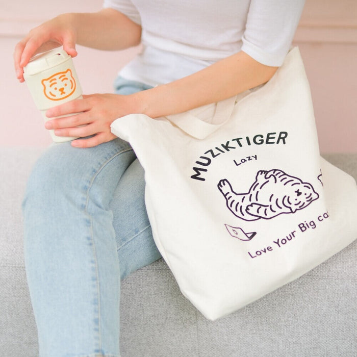 Muzik Tiger Big Cotton Bag - Lazy Tiger