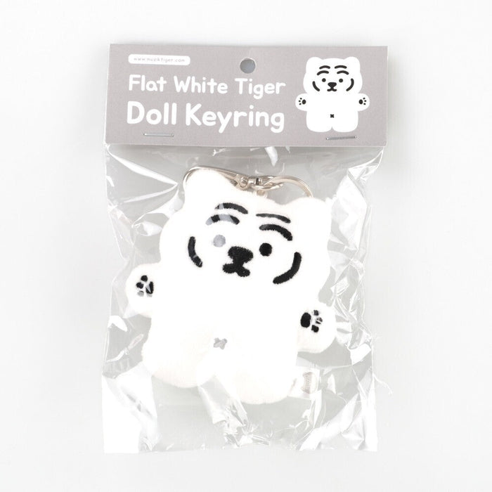 Muzik Tiger Flat Doll Keyring - White
