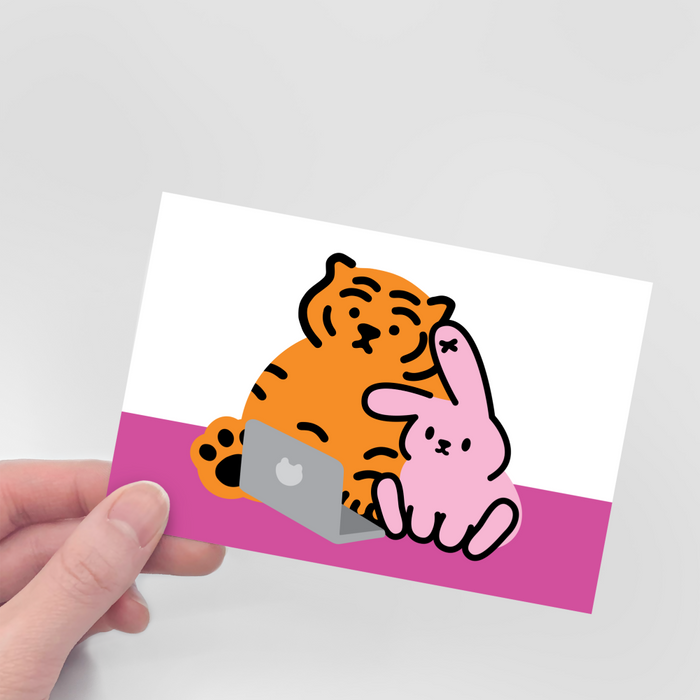 Muzik Tiger Post Card - Red Tiger and Porumee