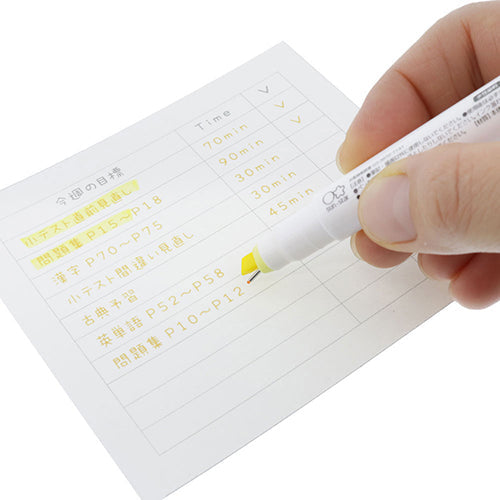 Ninipie Pen 2 Way Highlighter & Fine Tip Light Yellow X Yellow