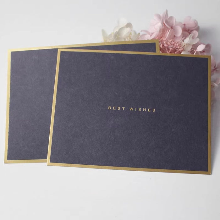 Greeting Card - Best Wishes Dark Blue with Gold Border