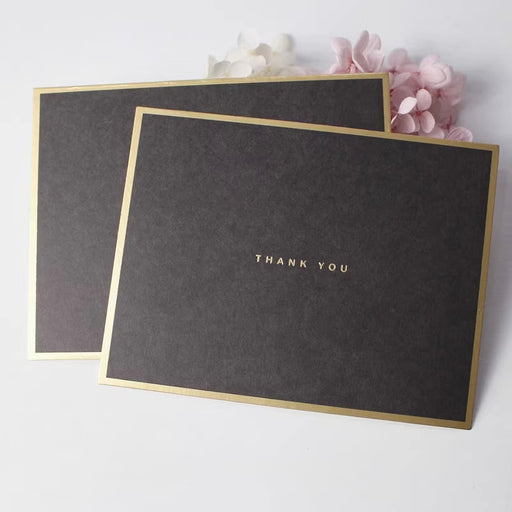 Greeting Card - Thank You Black with Gold Border