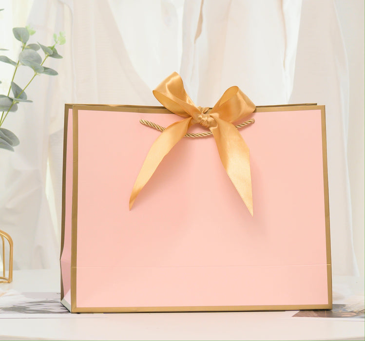 Gift Bag XL - Pink with Gold Border