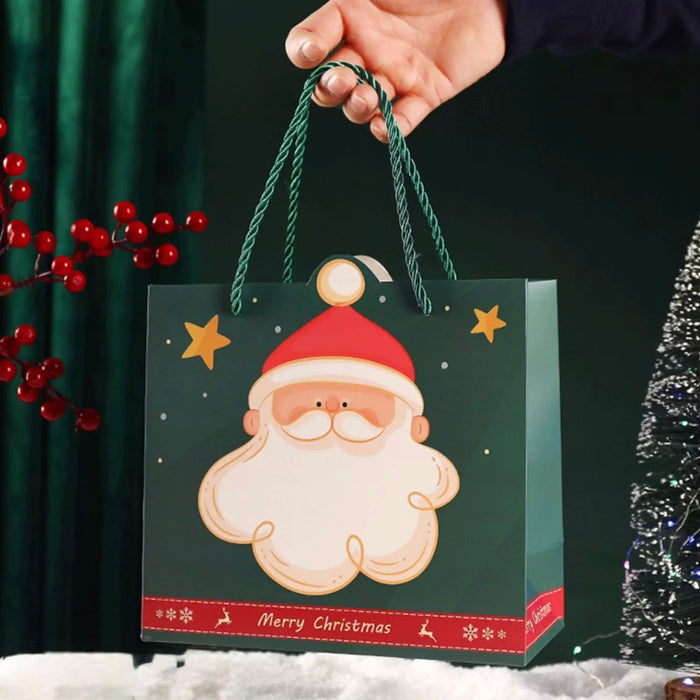 Gift Bag L - Merry Christmas Santa Claus - Green