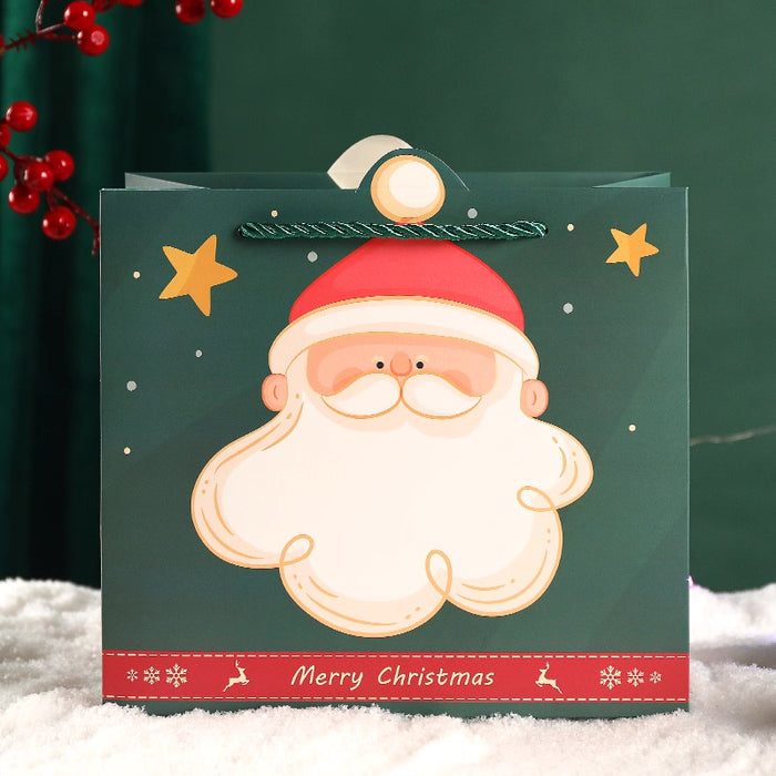 Gift Bag L - Merry Christmas Santa Claus - Green