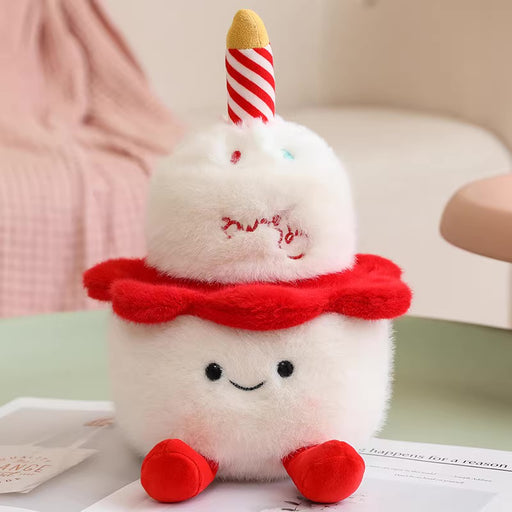 Plush Toy - Two Layer White Cake with Red Candle