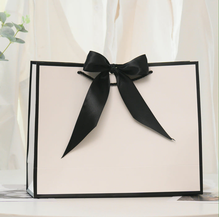 Gift Bag L - White with Black Border