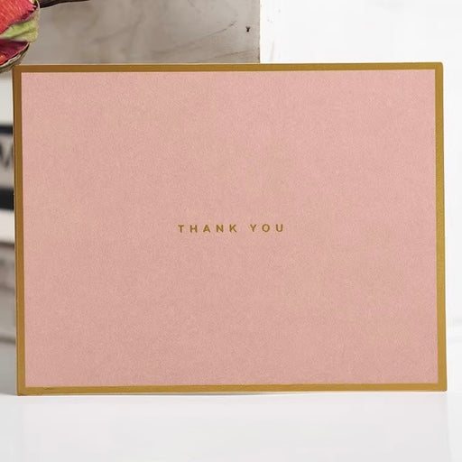 Greeting Card - Thank You Pink with Gold Border